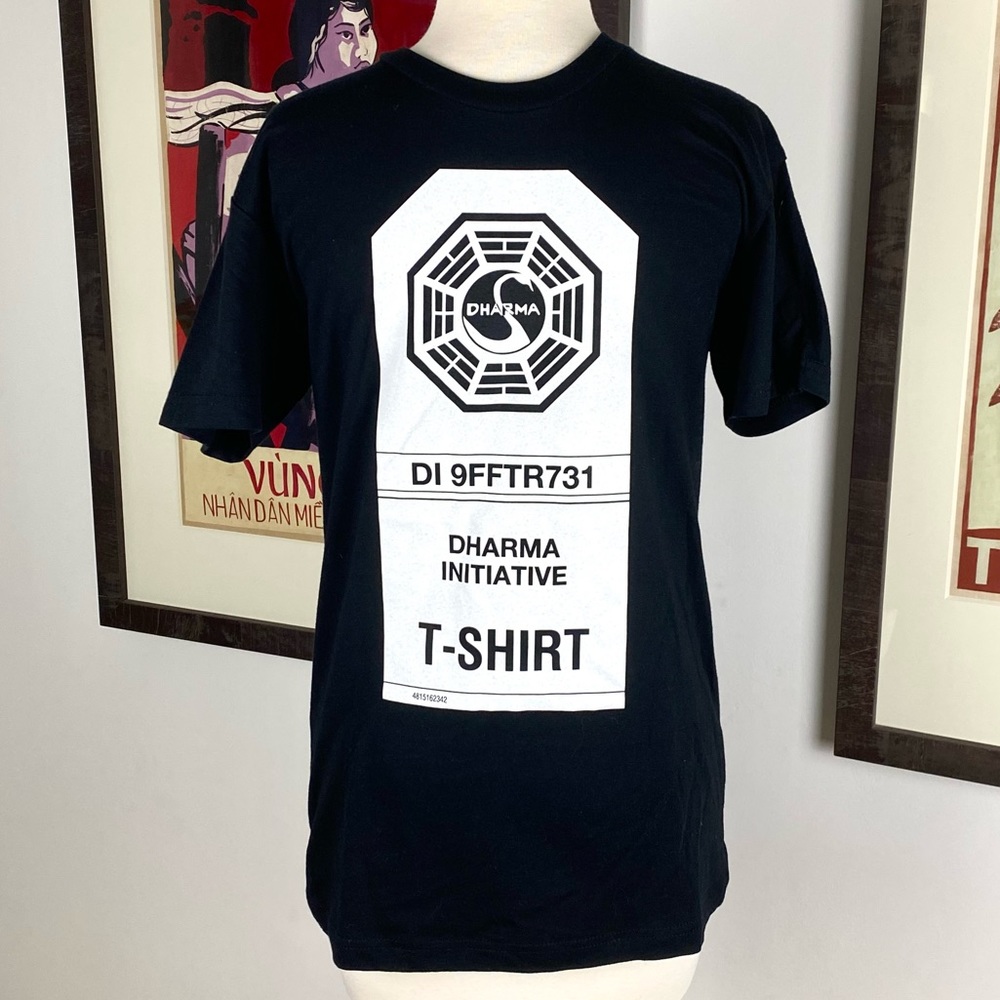 New Dharma Initiative Lost TV Show Ripple Junction Logo Tee Shirt XS Black